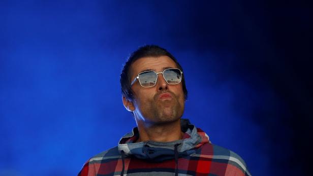 Liam Gallagher performs on the Pyramid stage during Glastonbury Festival in Somerset