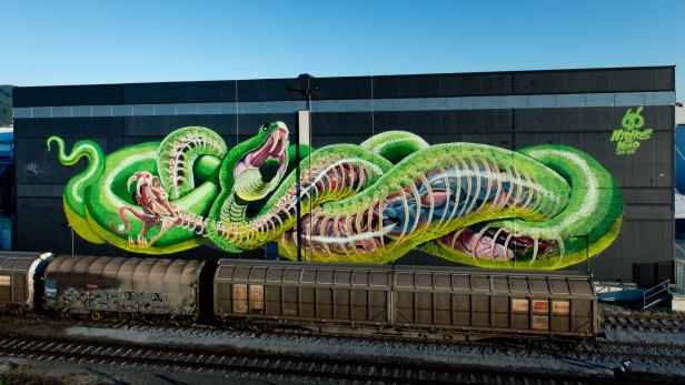 Auch Künstler Nychos mit seinem Schlangen-Graffiti zählt zu den großen Fünf.