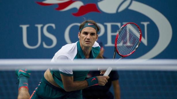 Roger Federer bei einem Tennisspiel der US Open.