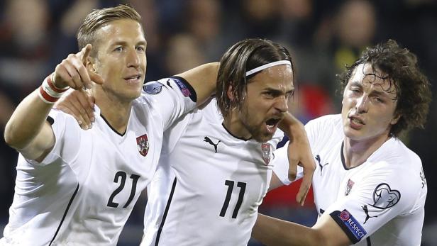 Der letzte Schrei: Österreichs Nationalteam (im Bild: Janko, Harnik, Baumgartlinger) lockt die Massen ins Stadion und möchte gegen Moldawien einmal mehr jubeln.