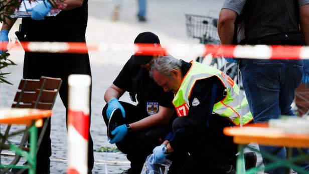 Police secure the area after an explosion in Ansba