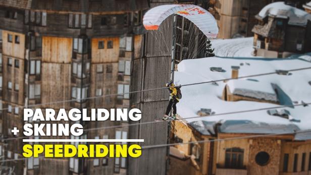 Wie geht das? Ein atemberaubender Paraglider-Flug mit Skiern