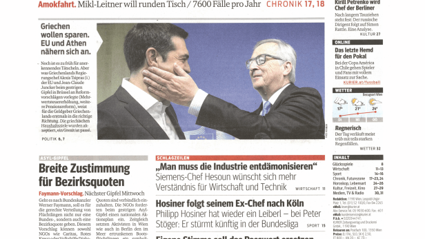 Schlagzeile vom 23.06.2015Gewalttäter sollen zum PsychologenKurier