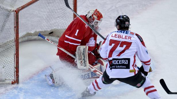 Der Linzer Brian Lebler (Nr. 77) erzielte beide Tore der Österreicher.