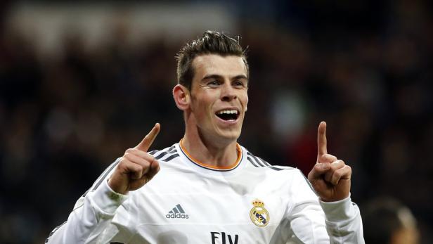 Real Madrid's Bale celebrates his goal against Rea