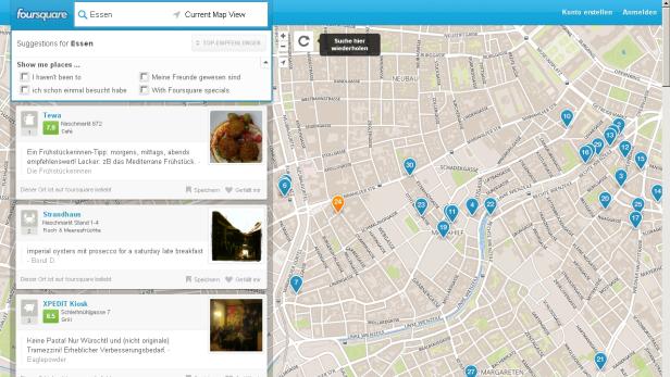 Foursquare startet lokale Suche