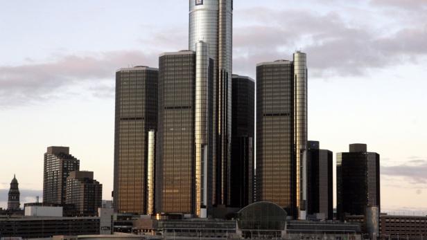 Die Skyline von Detroit mit dem markanten Renaissance Center im Zentrum.