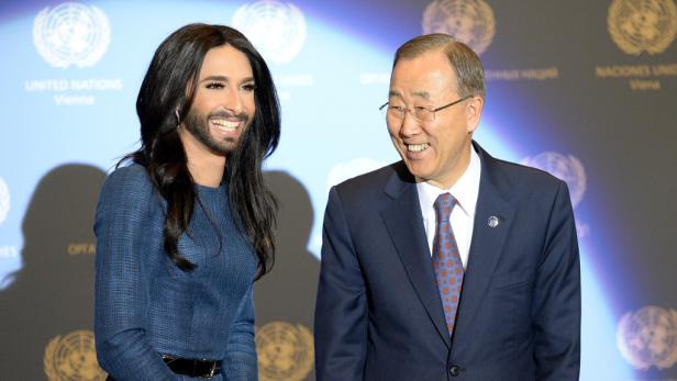 Conchita Wurst performte für Ban Ki-moon und andere ranghohe Diplomaten und Politiker in Wien.