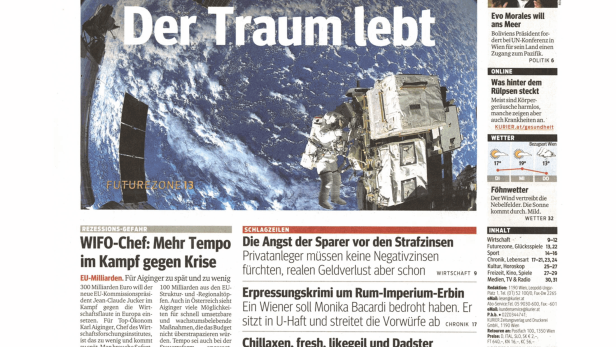 Titelseite des Kurier vom 4. November 2014 mit Nachrichten über Wirtschaft, Politik und Sport.