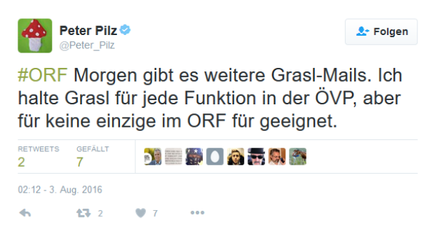 Mail-Recycling: Peter Pilz macht via Twitter gegen Richard Grasl mobil