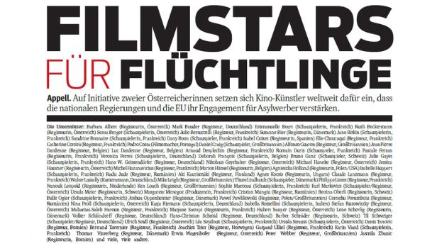 Der Appell „Für 1000 Leben: Seid menschlich“ wurde bereits von 4300 Filmschaffenden unterzeichnet. Im Folgenden eine Auswahl . . .