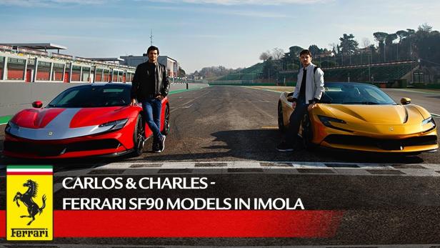 Leclerc und Sainz im Ferrari SF90 in Imola
