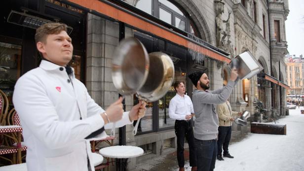 Protest von stockholms chefköchen gegen die Sperre ihrer Lokale