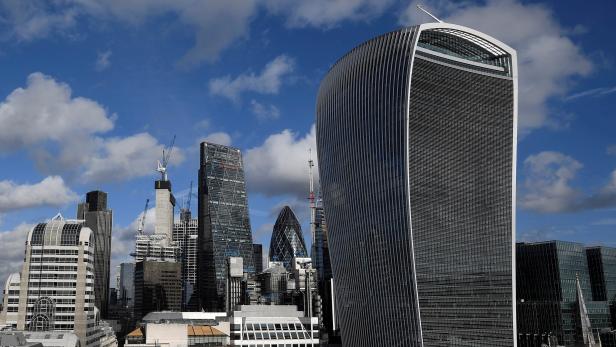 FILE PHOTO: The City of London financial district is seen with office skyscrapers commonly known as 'Cheesegrater', 'Gherkin' and 'Walkie Talkie' seen in London, Britain
