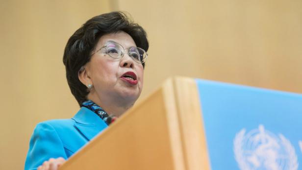 Eine Frau mit Brille spricht an einem Rednerpult mit dem Logo der Vereinten Nationen.