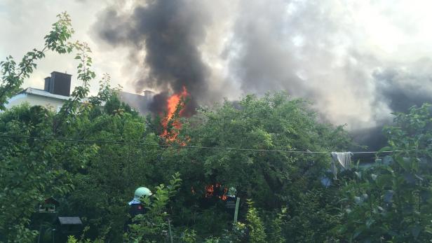 ++ HANDOUT ++ NIEDERÖSTERREICH: GROSSEINSATZ DER FEUERWEHR BEI BRAND IN GARTENHÜTTE IN WIENER NEUSTADT
