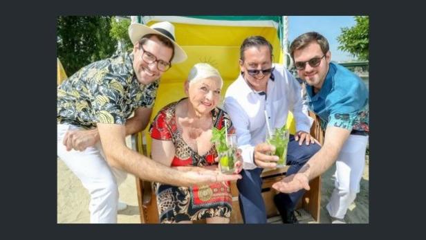 FLO &amp; WISCH Mojito, Musikvideo-Produktion der neuen Songs von Florian Roehlich und David Krammer – Strandbar Herrmann – mit Jazz Gitti und Viktor Gernot