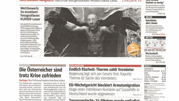Titelseite des Kurier vom 12. November 2014.
