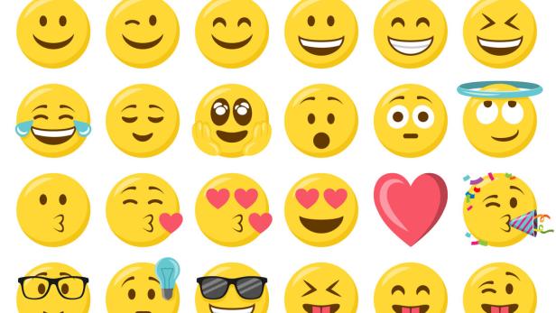 Unterschiedliche Emojis in mehreren Reihen. 