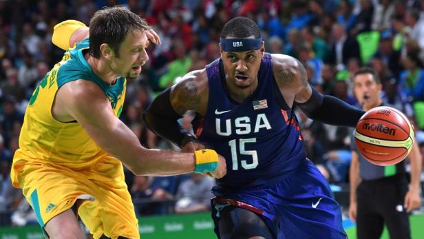 BASKETBALL-OLY-2016-RIO-AUS-USA Carmelo Anthony war maßgeblich am knappen Erfolg der US-Boys beteiligt.