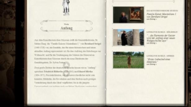 Ein aufgeschlagenes Buch zeigt Text und Bilder zum Thema „Anfang“.
