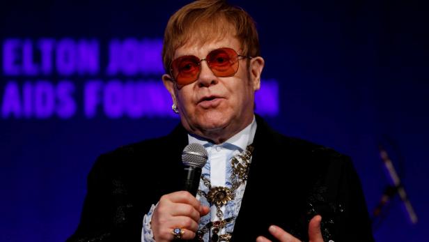 FILE PHOTO: Elton John speaks during the Elton John AIDS Foundation's Gala in New York City,
