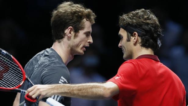 Andy Murray und Roger Federer beim Tennismatch.