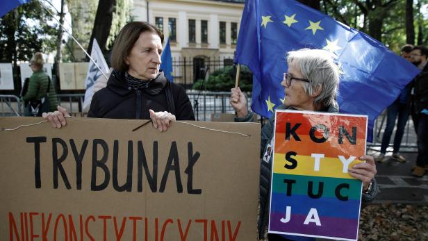 Demonstration outside Poland's Constitutional Tribunal building in Warsaw