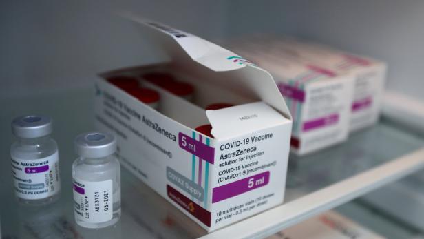 FILE PHOTO: Boxes of AstraZeneca's COVID-19 vaccine are seen at a walk-in vaccination centre in Algiers