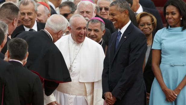 Schallendes Gelächter: Die Chemie zwischen Papst Franziskus und Präsident Obama scheint zu stimmen