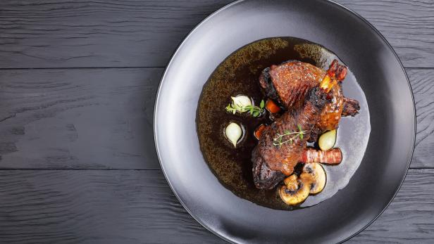 a portion of Coq Au Vin