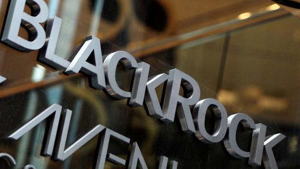 FILE PHOTO: The BlackRock logo is seen outside of its offices in New York