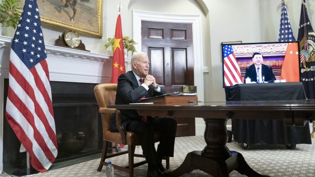 US President Biden meets virtually with President of the Peoples Republic of China Xi Jinping