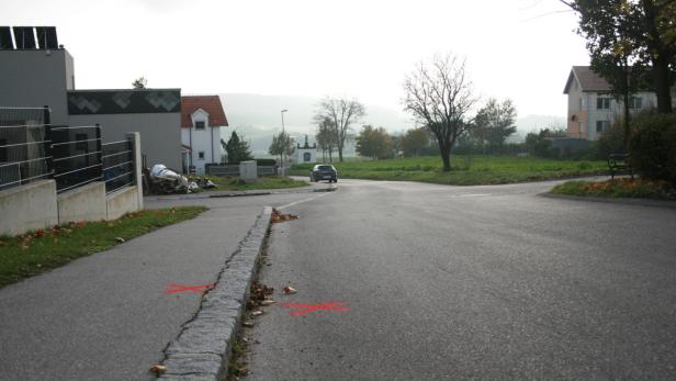 Tatort des Schussunfalls in Großhöflein, am Steinbruchweg