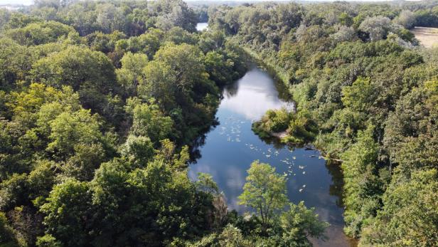 Die Lobau in Luftaufnahme