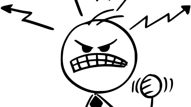 Cartoon Illustration of Angry Businessman, Boss or Manager.