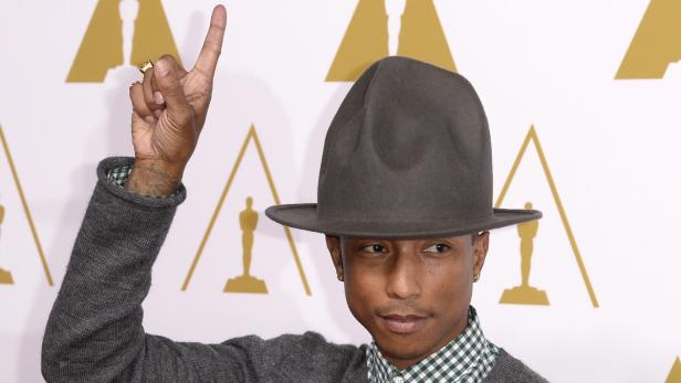 Neuerdings mit Riesenhut unterwegs: Pharrell Williams.