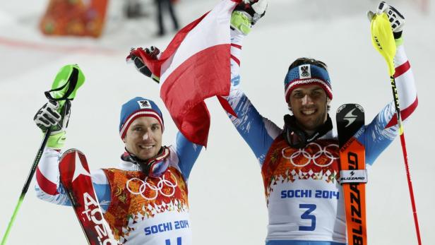 ÖSV-Doppelsieg zum Abschluss der Alpinrennen: Silber für Marcel Hirscher (links) und Gold für Mario Matt.