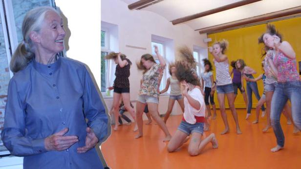 Sechs Dutzend Kids tanzten für Jane Goodall