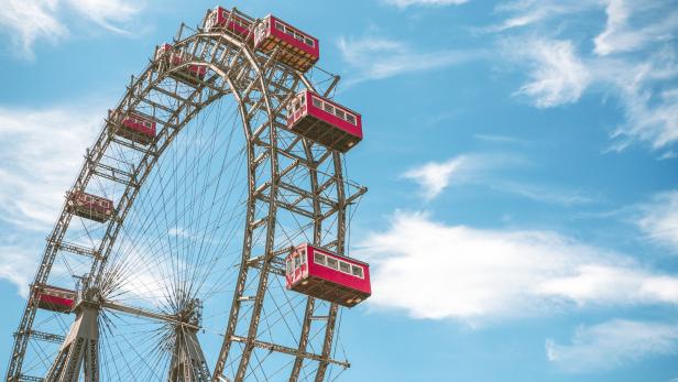 Close-up of observation wheel in Prater Park of Vienna