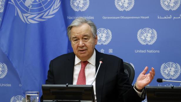 United Nations Secretary General Antonio Guterres holds a press conference to announce his priorities for 2022  