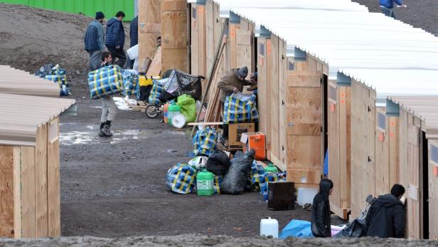 Das Flüchtlingslager Grande-Synthe in der Nähe von Calais