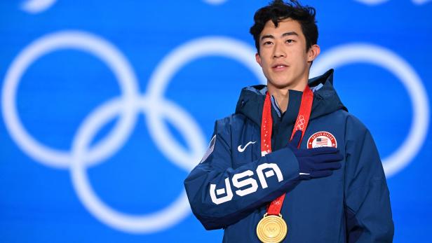 Nathan Chen mit Goldmedaille bei den Olympischen Winterspielen 2022 in Peking.