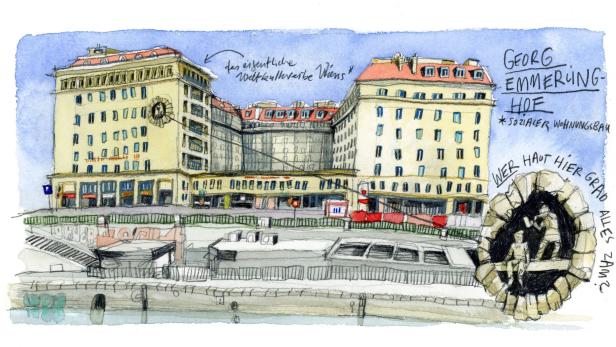 Seilers Gehen: Auf Fassadenschau rund um den Schwedenplatz