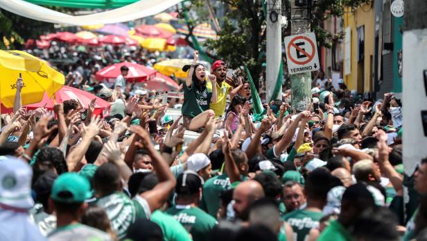 Palmeiras supporters gather in Sao Paulo