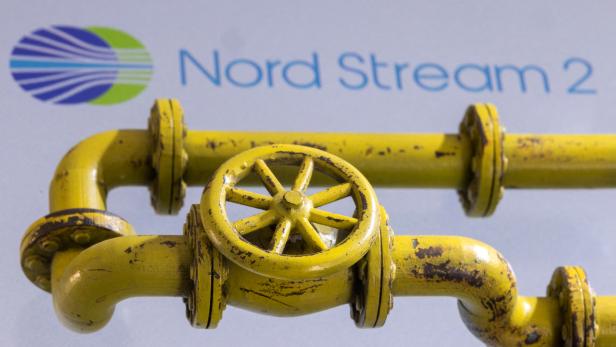 FILE PHOTO: Illustration shows Natural Gas Pipes and Nord Stream 2 logo