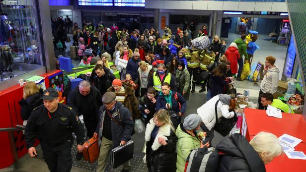 Refugees flee the Russian invasion of Ukraine, in Krakow