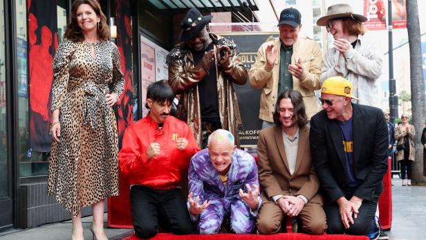 Rock band Red Hot Chili Peppers unveil their star on the Hollywood Walk of Fame, in Los Angeles