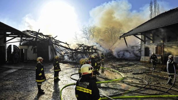 Löscheinsatz der Feuerwehr in Mettmach im Bezirk Ried.