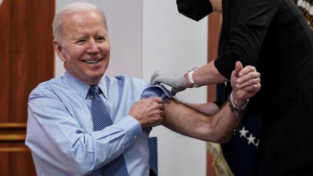 U.S. President Biden receives second coronavirus (COVID-19) booster shot at the White House in Washington